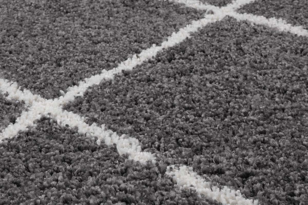 Alfombra a rombos de pelo largo Artisan - Gris/Blanco - close up materiaal Alfombra a rombos de pelo largo Artisan - Gris/Blanco - close up materiaal
