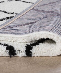 Alfombra a rombos de pelo largo Artisan - Blanco/Negro - close up vouw, thumbnail
