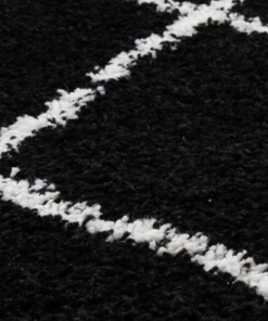 Alfombra a rombos de pelo largo Artisan - Negro/Blanco - close up materiaal, thumbnail Alfombra a rombos de pelo largo Artisan - Negro/Blanco - close up materiaal, thumbnail