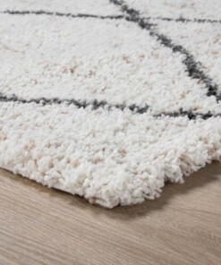 Alfombra a rombos de pelo largo Artisan - Blanco/Gris - close up hoek, thumbnail Alfombra a rombos de pelo largo Artisan - Blanco/Gris - close up hoek, thumbnail