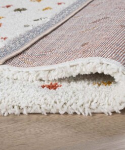 Alfombra de pasillo de pelo largo con topos Artisan - Blanco/Multicolor - close up vouw, thumbnail