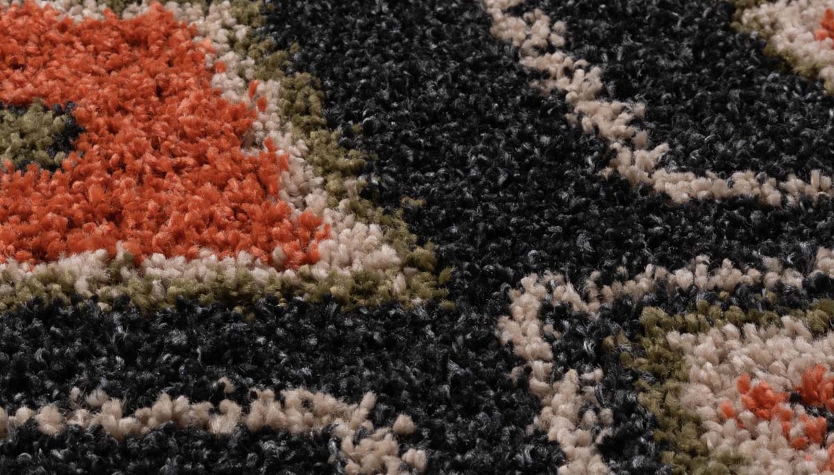 Alfombra Boho cuadrada de pelo largo Artisan - Antracita/Multicolor - close up materiaal Alfombra Boho cuadrada de pelo largo Artisan - Antracita/Multicolor - close up materiaal