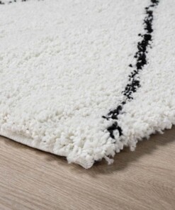 Alfombra cuadrada bereber de pelo largo Artisan - Blanco/Negro - close up hoek, thumbnail