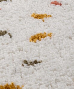 Alfombra cuadrada de pelo largo con topos Artisan - Blanco/Multicolor - close up materiaal, thumbnail