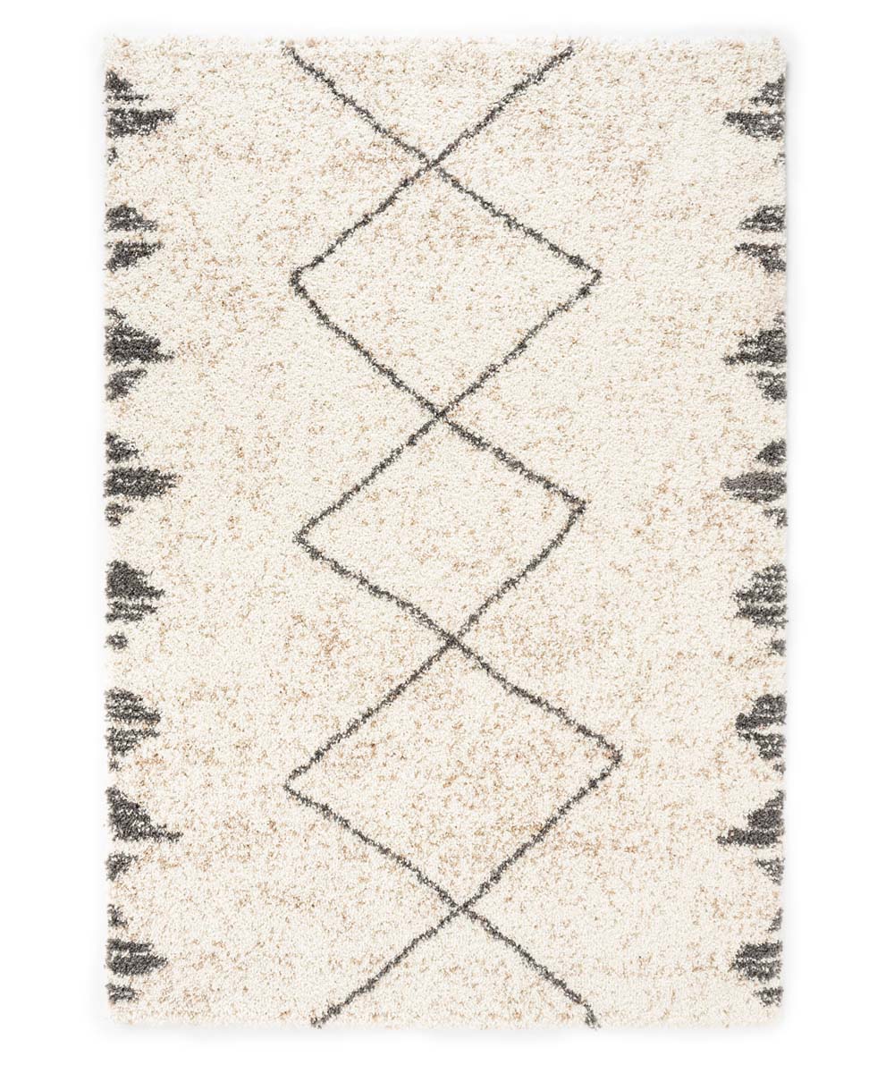 Alfombra bereber de pelo largo Artisan - Blanco/Gris - overzicht Alfombra bereber de pelo largo Artisan - Blanco/Gris - overzicht