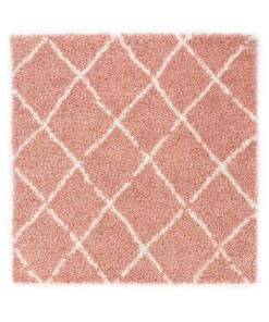 Alfombra cuadrada a rombos de pelo largo Habitat - Rosa/Blanco - overzicht