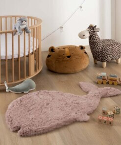 Alfombra suave de ballenas para niños - Fluffy Rosa - sfeer