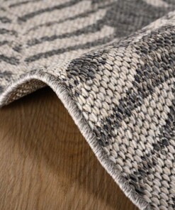 Alfombra redonda de exterior con hojas de palmera Sunny - Gris Oscuro - close up zijkant, thumbnail