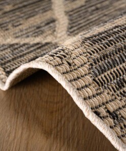 Alfombra de exterior a rombos redonda Sunny - Beige - close up zijkant, thumbnail