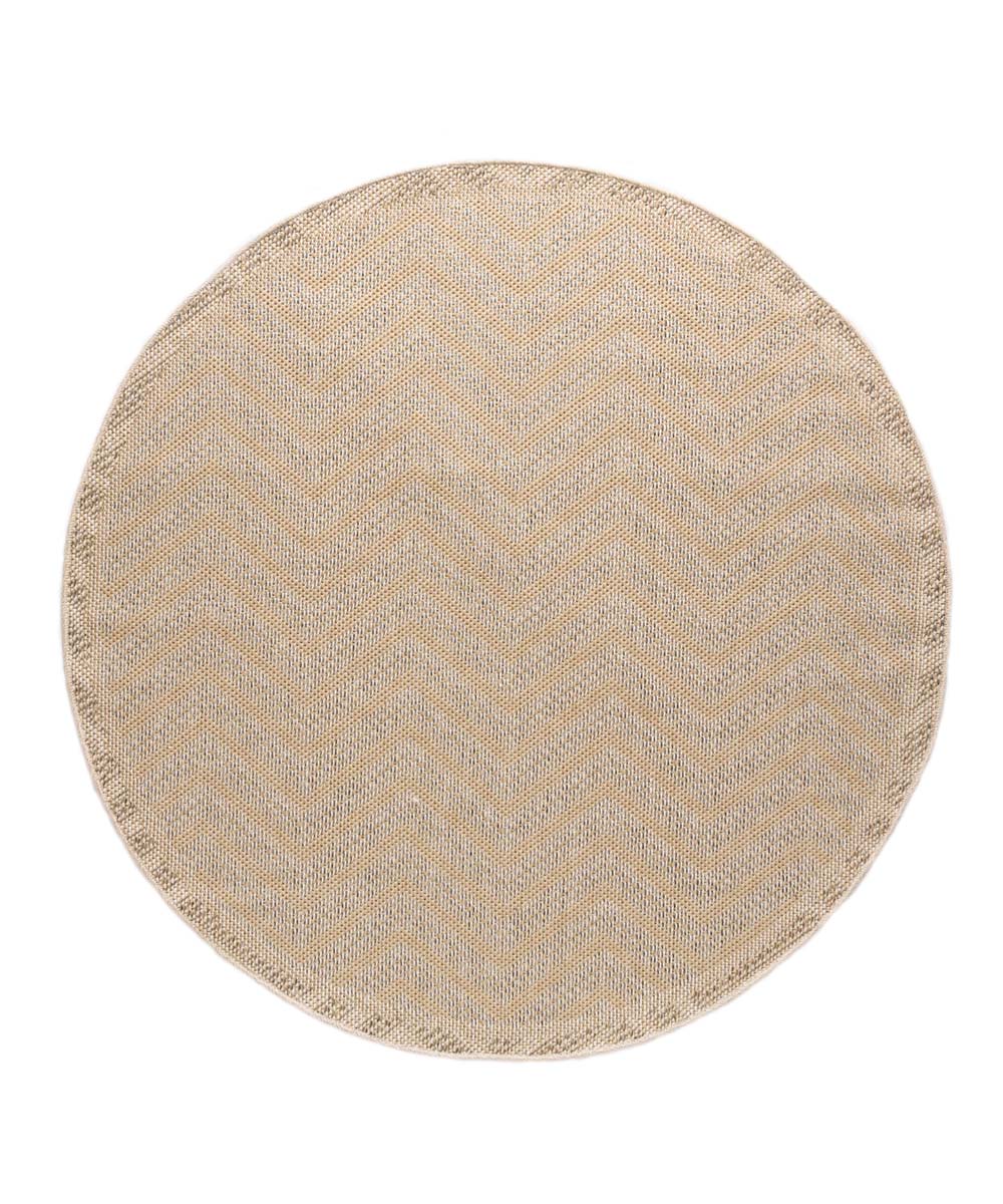 Alfombra redonda de exterior efecto yute Sunny Contour - Beige - overzicht boven Alfombra redonda de exterior efecto yute Sunny Contour - Beige - overzicht boven