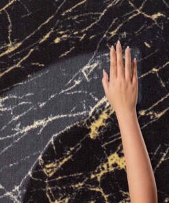 Alfombra lavable efecto mármol - Chloé Negro/Dorado