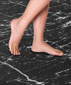 Alfombra lavable efecto mármol - Chloé Negro/Blanco