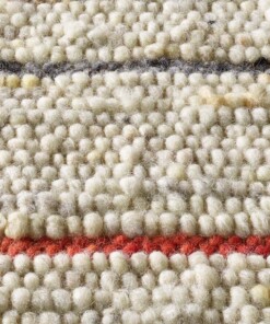Alfombra de lana a rayas Jarl - Crema/Rojo - close up materiaal, thumbnail