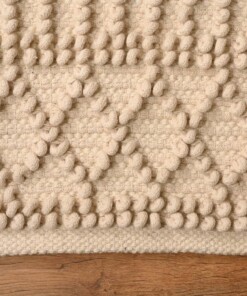 Alfombra geométrica de algodón - Nordland Blanco - close up, thumbnail