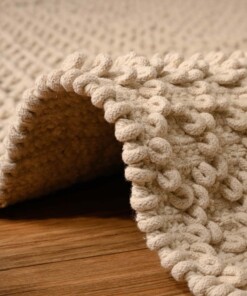 Alfombra geométrica de algodón - Nordland Blanco - close up, thumbnail