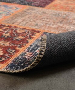 Alfombra patchwork - Fade Heritage Azul/Multicolor - close up vouw, thumbnail Alfombra patchwork - Fade Heritage Azul/Multicolor - close up vouw, thumbnail