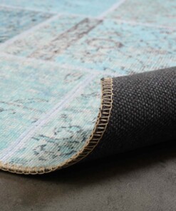 Alfombra patchwork - Fade Heritage Turquesa - close up vouw, thumbnail