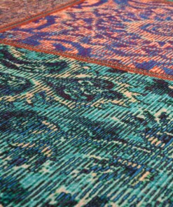 Alfombra redonda patchwork - Fade No.1 Multicolor - close up materiaal, thumbnail
