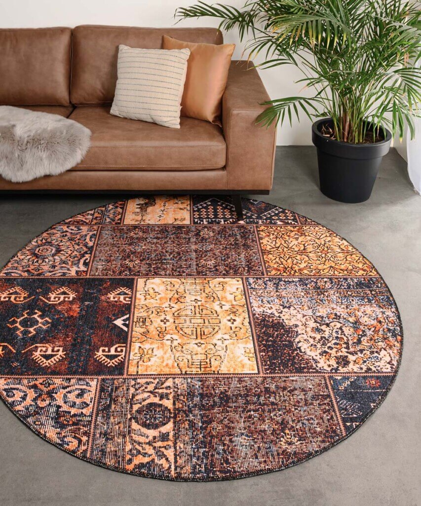 Alfombra persa redonda patchwork