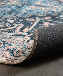 Alfombra vintage - Fade No.3 Azul/Naranja - close up vouw, thumbnail Alfombra vintage - Fade No.3 Azul/Naranja - close up vouw, thumbnail