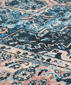 Alfombra vintage - Fade No.3 Azul/Naranja - close up materiaal, thumbnail Alfombra vintage - Fade No.3 Azul/Naranja - close up materiaal, thumbnail