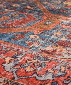 Alfombra vintage - Fade Opulence Rojo - close up materiaal, thumbnail