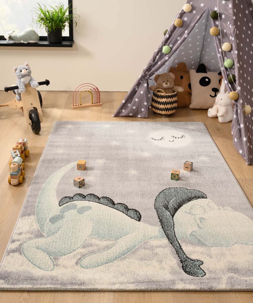 Alfombra para bebés con dinosaurios – Magic Gris claro