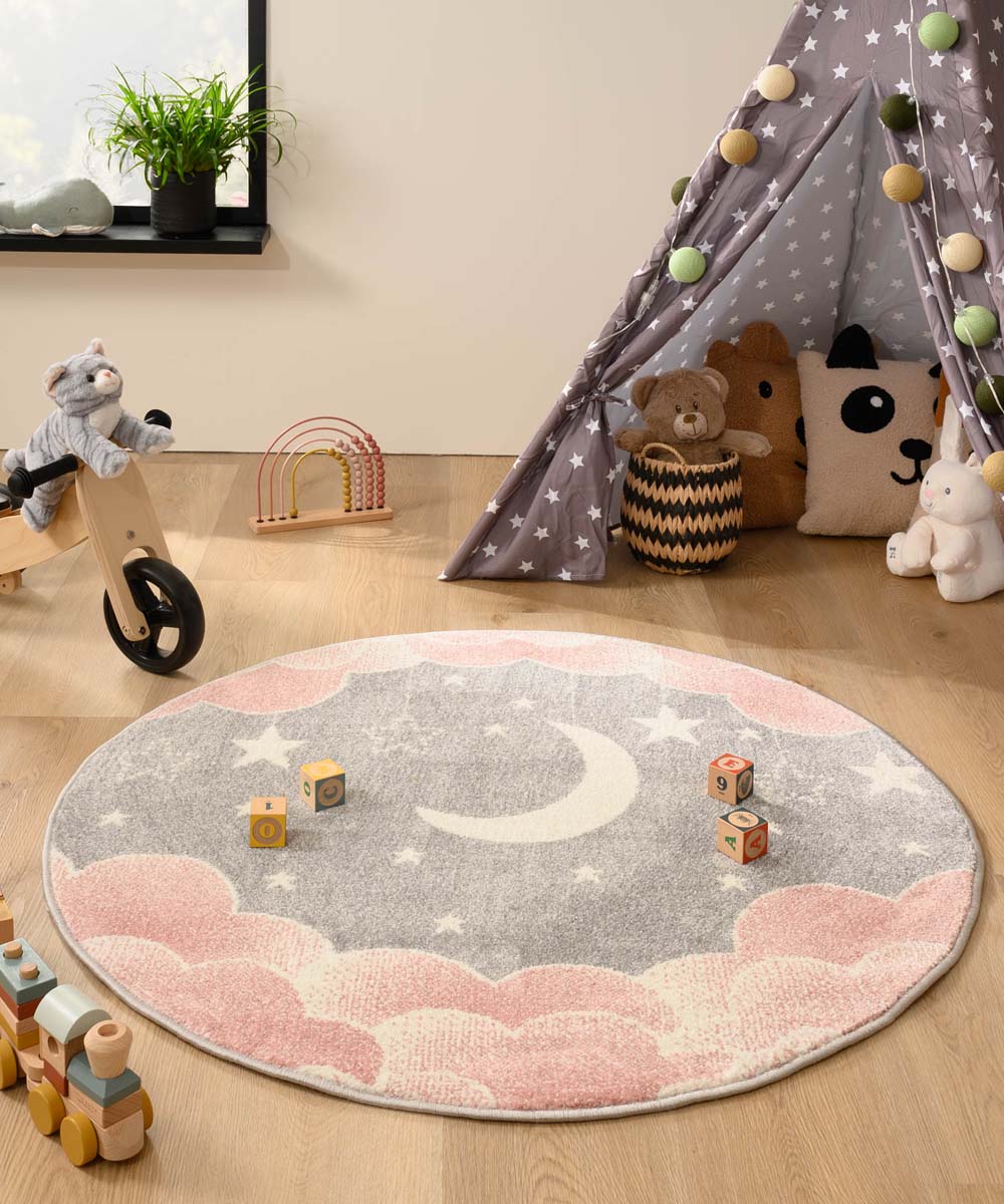 Alfombra infantil nube redonda - Dreams cloud rosa/gris Alfombra infantil nube redonda - Dreams cloud rosa/gris