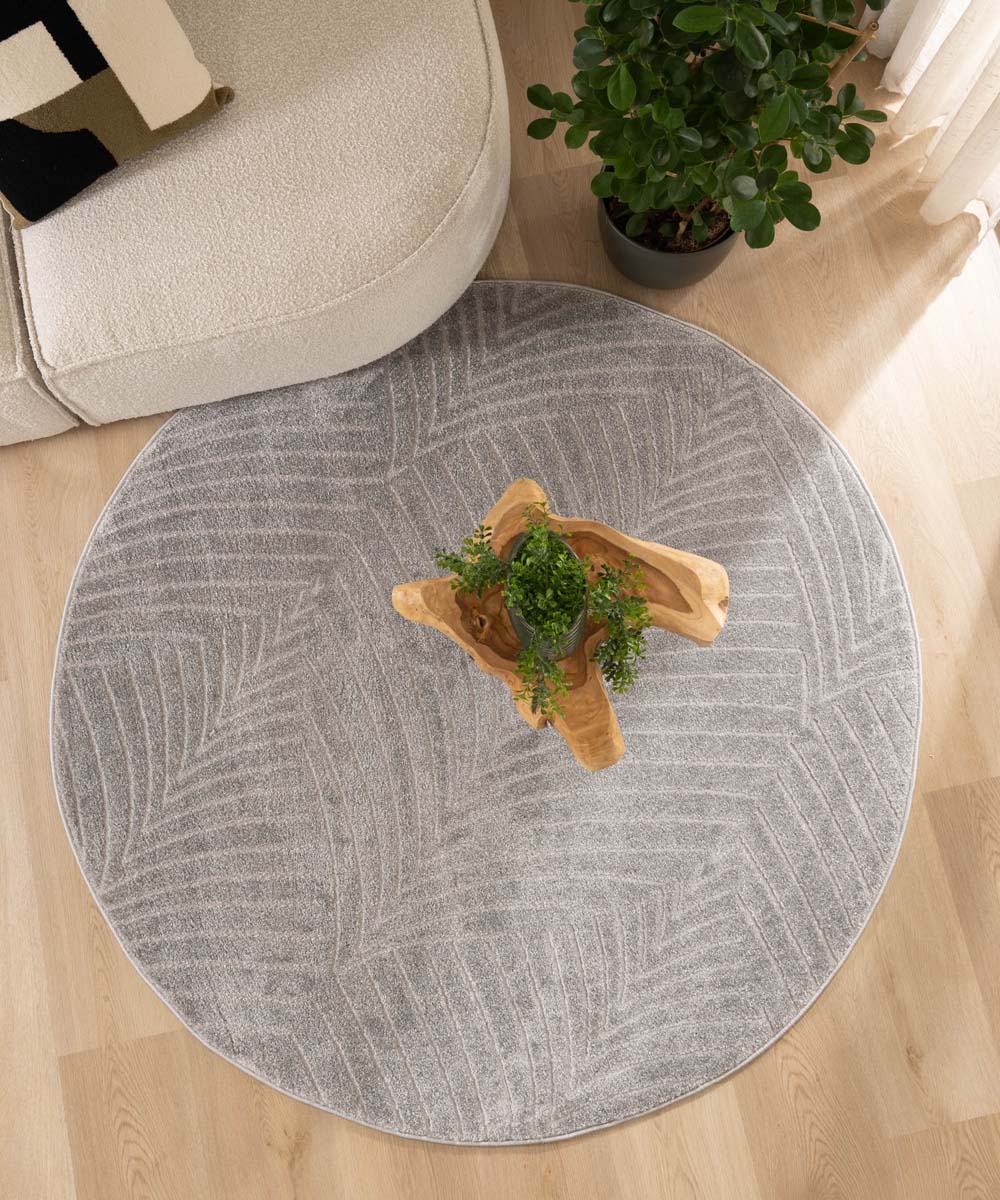 Alfombra redonda de estilo escandinavo - Contour Leaf Gris Alfombra redonda de estilo escandinavo - Contour Leaf Gris