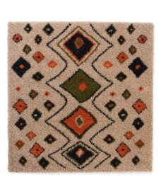 Alfombra cuadrada Boho de pelo largo Artisan - Beige/Multicolor - overzicht, thumbnail
