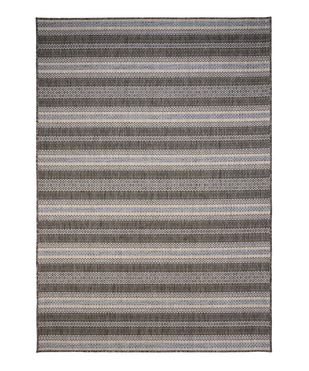 Alfombra de exterior a rayas - Coastal Path Negro/Azul - overzicht Alfombra de exterior a rayas - Coastal Path Negro/Azul - overzicht