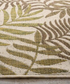 Alfombra de exterior con hojas de palmera - Coastal Breeze Beige/Verde - close up, thumbnail