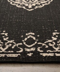 Alfombra de exterior vintage - Coastal Bay Negro/Blanco - close up, thumbnail