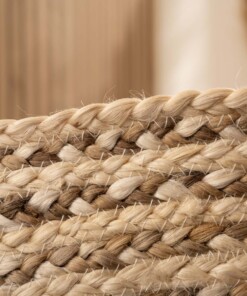 Alfombra redonda de yute trenzada - Blanco/Natural - close up, thumbnail