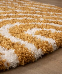 Alfombra redonda de estilo escandinavo - Cozy Arch Amarillo Curry - close up, thumbnail