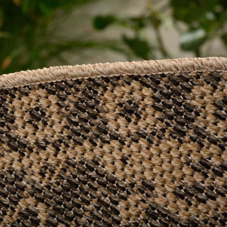 Rond buitenkleed Sunny Oriental – beige-zwart close up rand