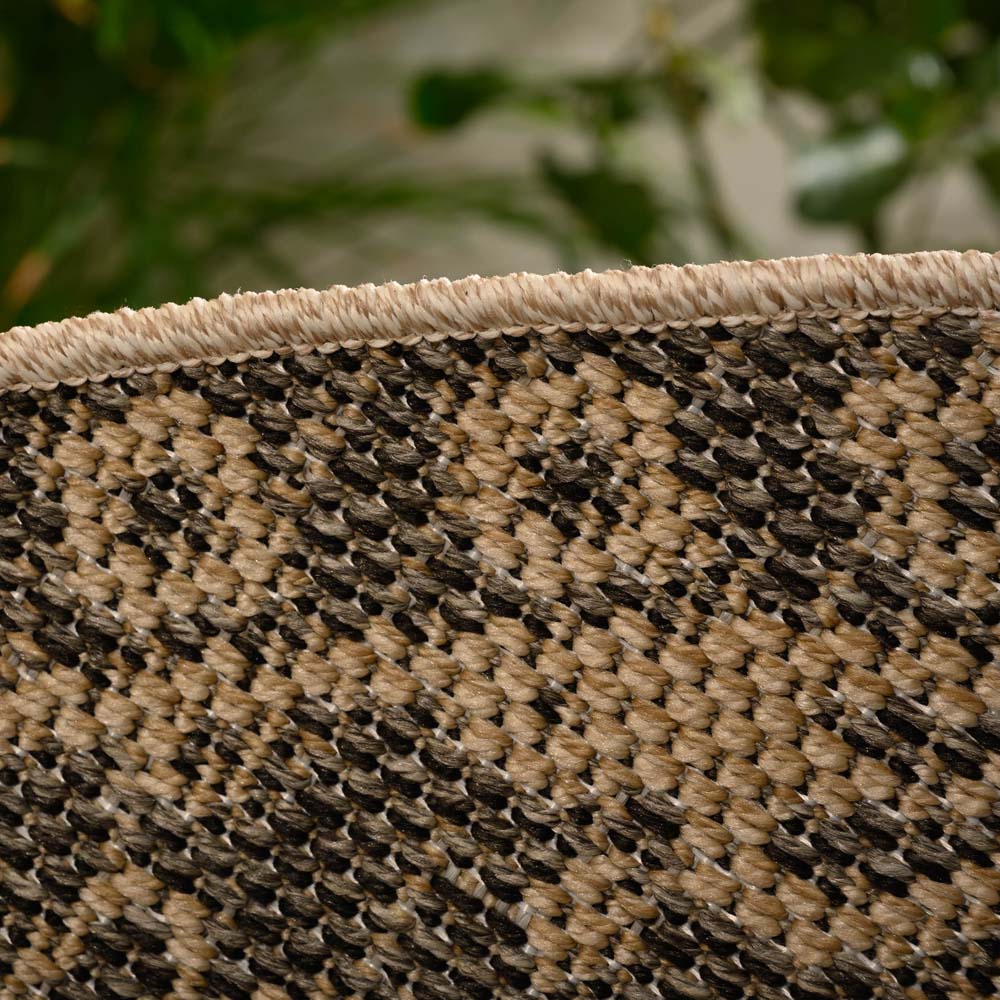 Rond buitenkleed Sunny Oriental – beige-zwart close up rand