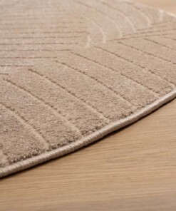 Alfombra redonda de estilo escandinavo - Contour Leaf Beige - close up, thumbnail