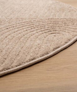 Alfombra redonda de estilo escandinavo - Contour Curve Beige - close up, thumbnail