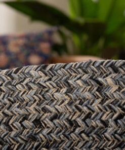 Alfombra redonda de algodón Joy - Azul - close up, thumbnail