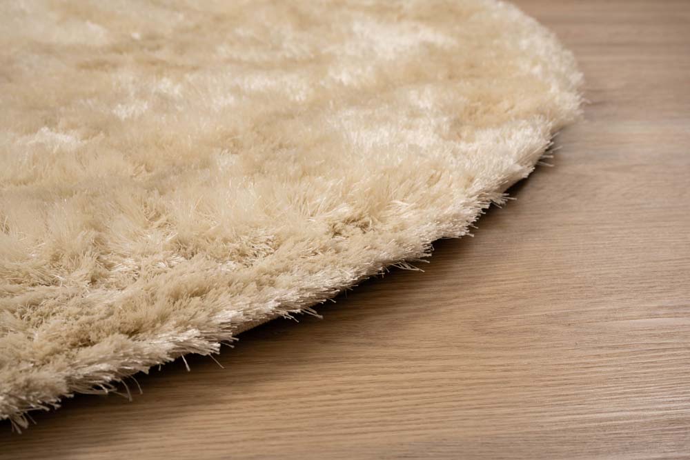 Alfombra redonda Shaggy - Spark Crema - close up Alfombra redonda Shaggy - Spark Crema - close up