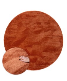 Alfombra redonda de terciopelo - Flair Terracota - overzicht, thumbnail