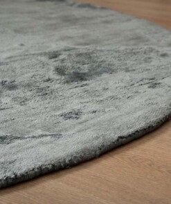 Alfombra redonda de viscosa - Pearl Azul oscuro - close up, thumbnail