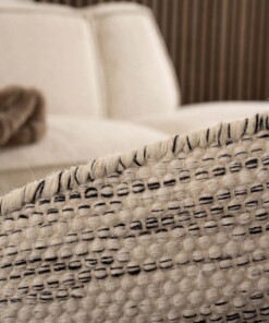 Alfombra redonda de lana Ulstein - Blanco/Negro - close up, thumbnail