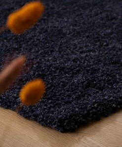 Alfombra de pelo largo Shaggy Trend - Azul marino - close up, thumbnail