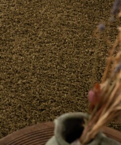 Alfombra cuadrada de pelo largo Shaggy Trend - Verde oliva - close up, thumbnail