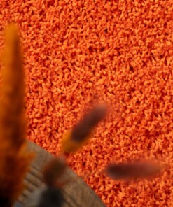 Alfombra de pelo largo Shaggy Trend - Naranja - close up, thumbnail