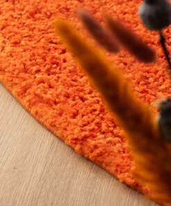 Alfombra redonda de pelo largo Shaggy Trend - Naranja - close up, thumbnail
