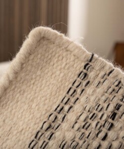 Alfombra cuadrada de lana Ulstein - Blanco/Negro - close up, thumbnail