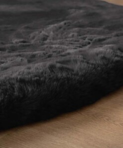 Alfombra redonda suave de pelo largo - Comfy Deluxe Gris Oscuro